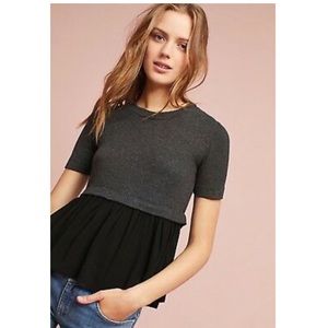 Anthropologie t.la Ribbed Knit Peplum Top